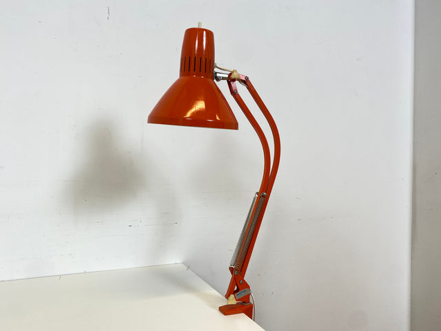 WMK Kultige & sehr gut erhaltene verstellbare skandinavische Space Age Tischlampe aus Metall in Rot # Gelenkleuchte Gelenklampe Ledu Lampe Leuchte Leselampe Architekten Arbeitsleuchte 60er 70er Retro