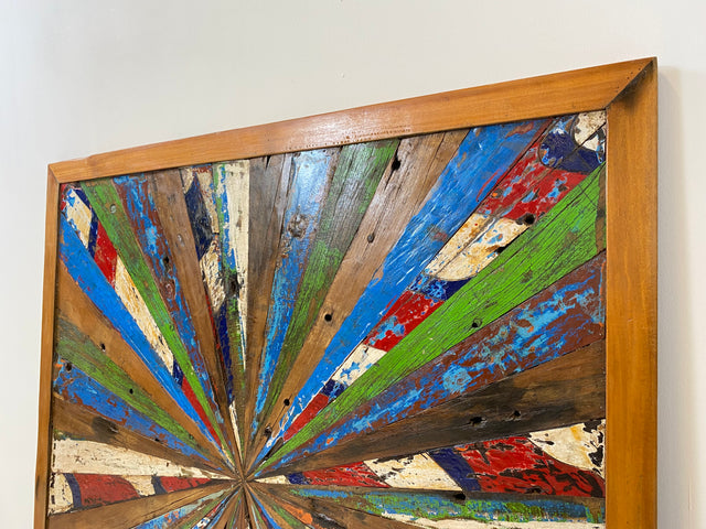 Boatwood by WMK # Einzigartiges Wandbild aus altem Bootsholz, ein handgefertigtes Unikat aus massivem Teakholz in Originalfarben der Boote # buntes Bild Tafel Holztafel Modern Abstrakte Kunst Art Loft