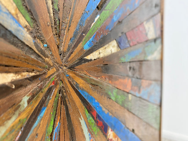 Boatwood by WMK # Einzigartiges Wandbild aus altem Bootsholz, ein handgefertigtes Unikat aus massivem Teakholz in Originalfarben der Boote # buntes Bild Tafel Holztafel Modern Abstrakte Kunst Art Loft