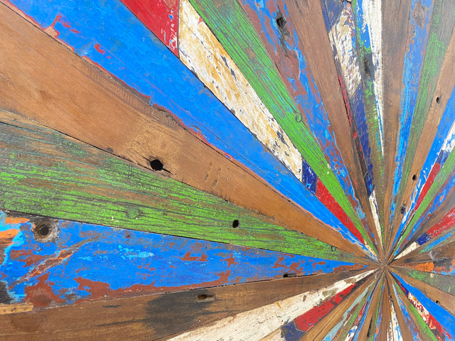 Boatwood by WMK # Einzigartiges Wandbild aus altem Bootsholz, ein handgefertigtes Unikat aus massivem Teakholz in Originalfarben der Boote # buntes Bild Tafel Holztafel Modern Abstrakte Kunst Art Loft