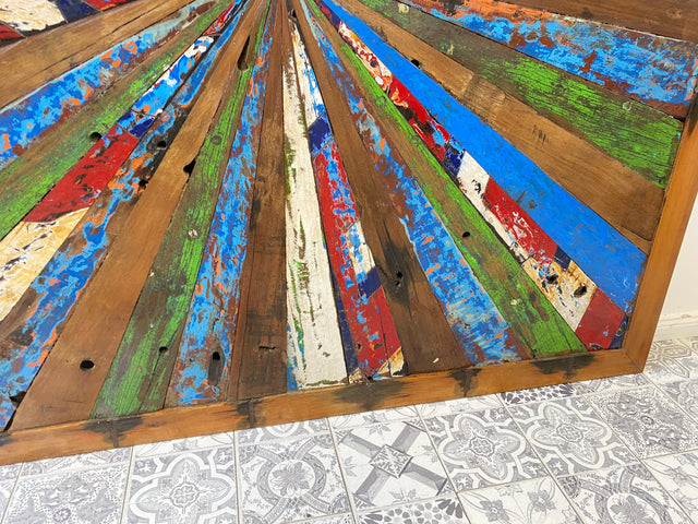 Boatwood by WMK # Einzigartiges Wandbild aus altem Bootsholz, ein handgefertigtes Unikat aus massivem Teakholz in Originalfarben der Boote # buntes Bild Tafel Holztafel Modern Abstrakte Kunst Art Loft
