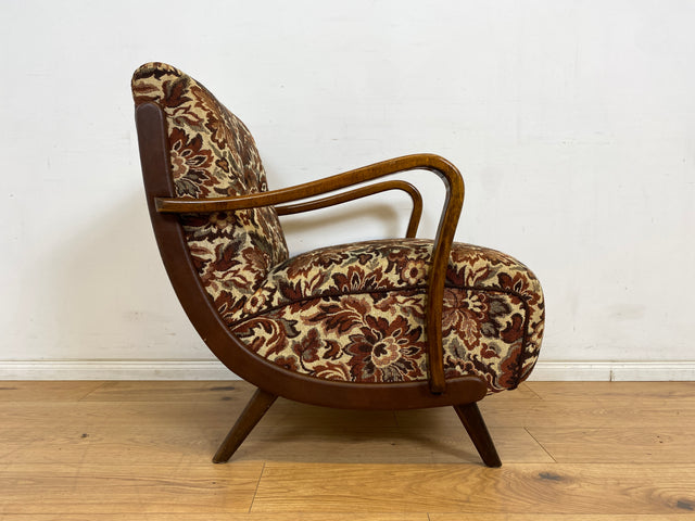 WMK 1/3 Particularly beautiful and well-preserved 1930s Art Deco club chair with floral original cover & comfortable spring core seat # Fauteuil Armchair Reading Chair Armchair Seating Set Vintage
