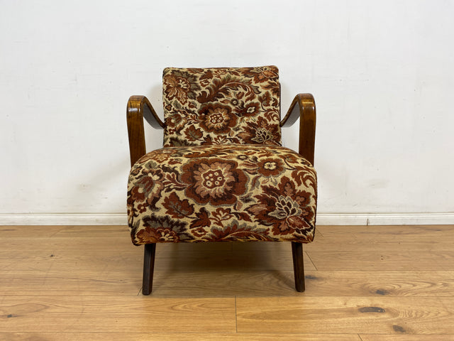 WMK 1/3 Particularly beautiful and well-preserved 1930s Art Deco club chair with floral original cover & comfortable spring core seat # Fauteuil Armchair Reading Chair Armchair Seating Set Vintage