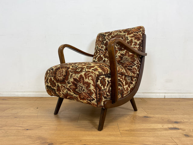 WMK 1/3 Particularly beautiful and well-preserved 1930s Art Deco club chair with floral original cover & comfortable spring core seat # Fauteuil Armchair Reading Chair Armchair Seating Set Vintage