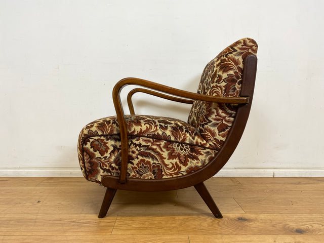 WMK 1/3 Particularly beautiful and well-preserved 1930s Art Deco club chair with floral original cover & comfortable spring core seat # Fauteuil Armchair Reading Chair Armchair Seating Set Vintage
