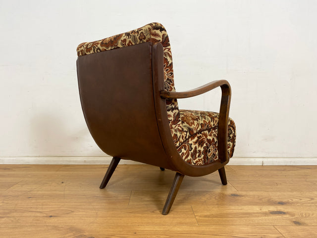 WMK 1/3 Particularly beautiful and well-preserved 1930s Art Deco club chair with floral original cover & comfortable spring core seat # Fauteuil Armchair Reading Chair Armchair Seating Set Vintage