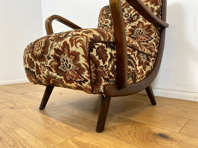 WMK 1/3 Particularly beautiful and well-preserved 1930s Art Deco club chair with floral original cover & comfortable spring core seat # Fauteuil Armchair Reading Chair Armchair Seating Set Vintage