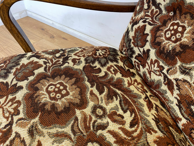 WMK 1/3 Particularly beautiful and well-preserved 1930s Art Deco club chair with floral original cover & comfortable spring core seat # Fauteuil Armchair Reading Chair Armchair Seating Set Vintage