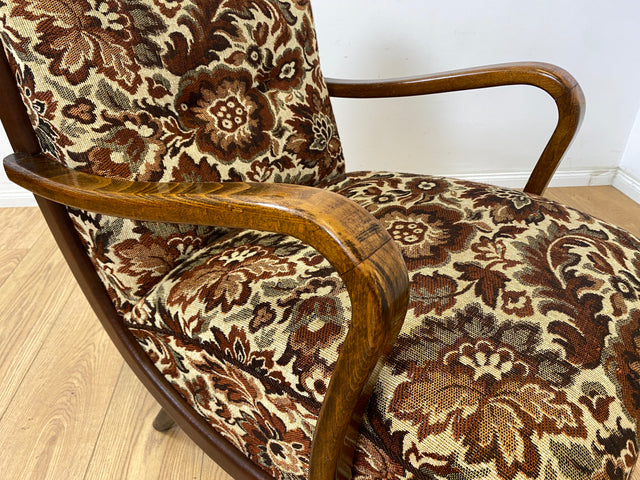 WMK 1/3 Particularly beautiful and well-preserved 1930s Art Deco club chair with floral original cover & comfortable spring core seat # Fauteuil Armchair Reading Chair Armchair Seating Set Vintage