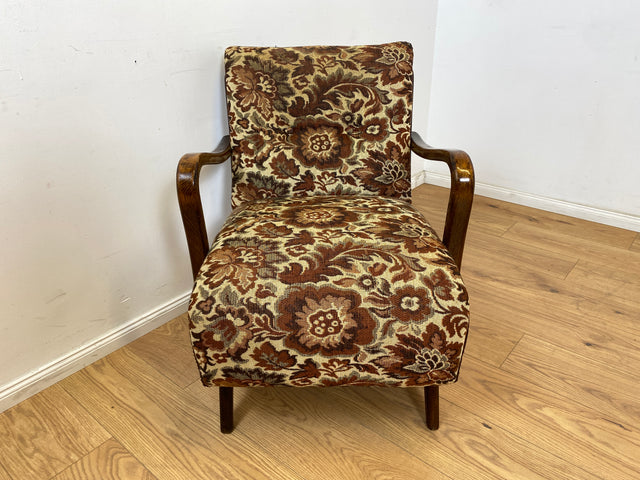 WMK 1/3 Particularly beautiful and well-preserved 1930s Art Deco club chair with floral original cover & comfortable spring core seat # Fauteuil Armchair Reading Chair Armchair Seating Set Vintage