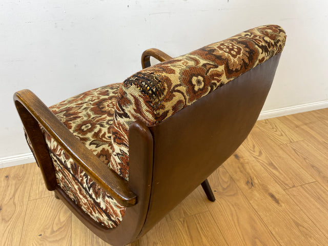WMK 1/3 Particularly beautiful and well-preserved 1930s Art Deco club chair with floral original cover & comfortable spring core seat # Fauteuil Armchair Reading Chair Armchair Seating Set Vintage