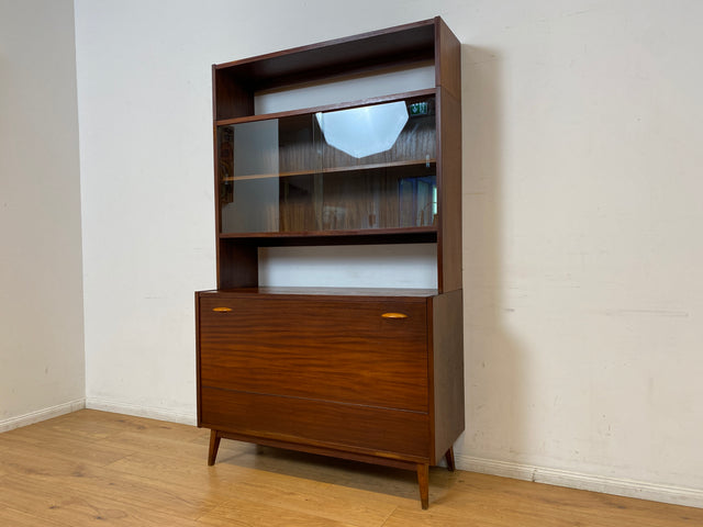 WMK I Schöne Mid-Century Vitrine mit Wäscheschrank, Vollholz