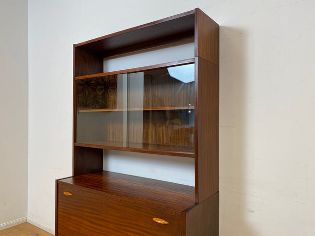 WMK I Schöne Mid-Century Vitrine mit Wäscheschrank, Vollholz