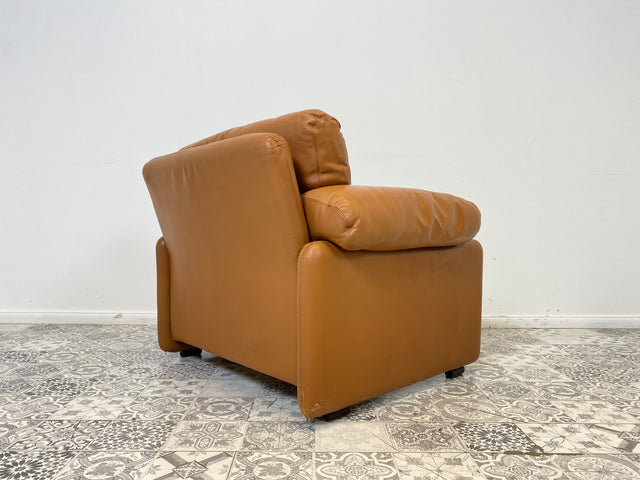 WMK 1/2 High-quality and well-preserved Italian designer armchair Coronado Tobia Scarpa by C&B Italia with genuine leather cover # Armchair Leather Armchair Seating Set Armchair Leather B&B Design Vintage