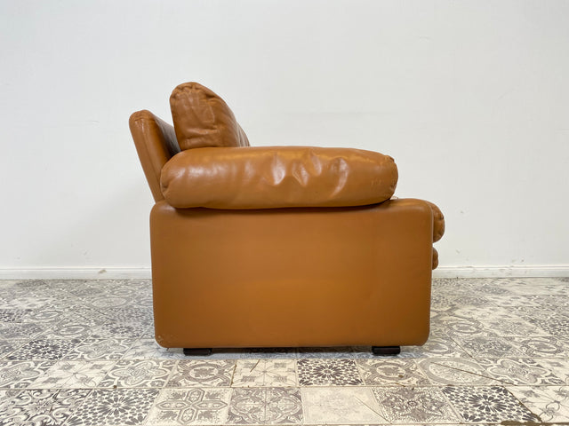 WMK 1/2 High-quality and well-preserved Italian designer armchair Coronado Tobia Scarpa by C&B Italia with genuine leather cover # Armchair Leather Armchair Seating Set Armchair Leather B&B Design Vintage