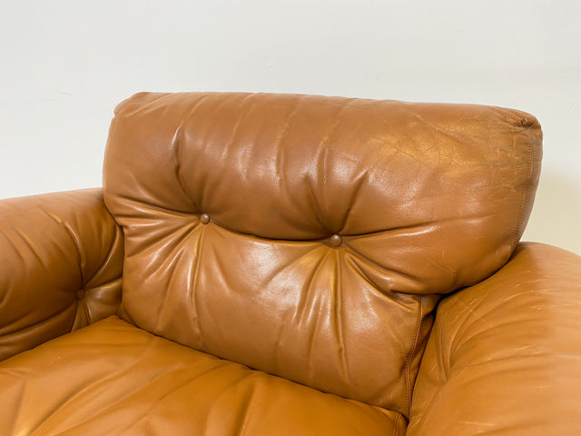 WMK 1/2 High-quality and well-preserved Italian designer armchair Coronado Tobia Scarpa by C&B Italia with genuine leather cover # Armchair Leather Armchair Seating Set Armchair Leather B&B Design Vintage