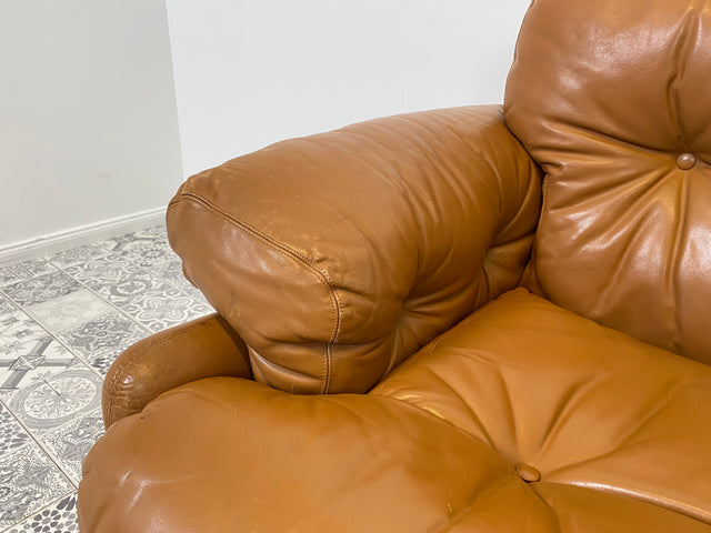 WMK 1/2 High-quality and well-preserved Italian designer armchair Coronado Tobia Scarpa by C&B Italia with genuine leather cover # Armchair Leather Armchair Seating Set Armchair Leather B&B Design Vintage