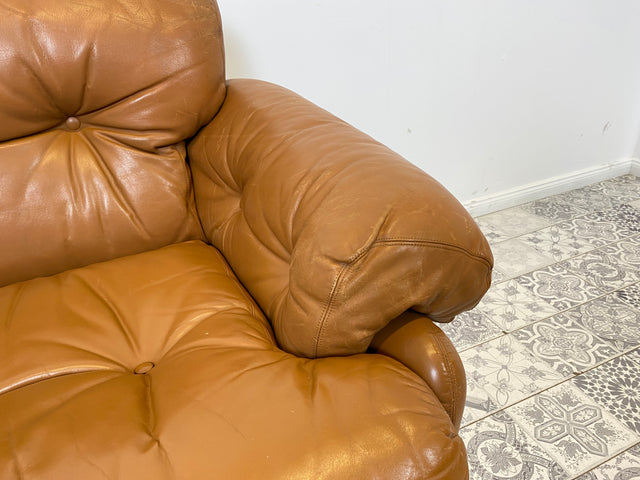 WMK 1/2 High-quality and well-preserved Italian designer armchair Coronado Tobia Scarpa by C&B Italia with genuine leather cover # Armchair Leather Armchair Seating Set Armchair Leather B&B Design Vintage