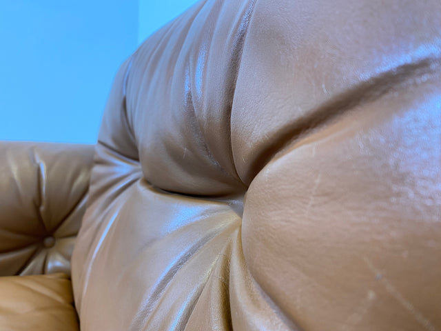 WMK 1/2 High-quality and well-preserved Italian designer armchair Coronado Tobia Scarpa by C&B Italia with genuine leather cover # Armchair Leather Armchair Seating Set Armchair Leather B&B Design Vintage