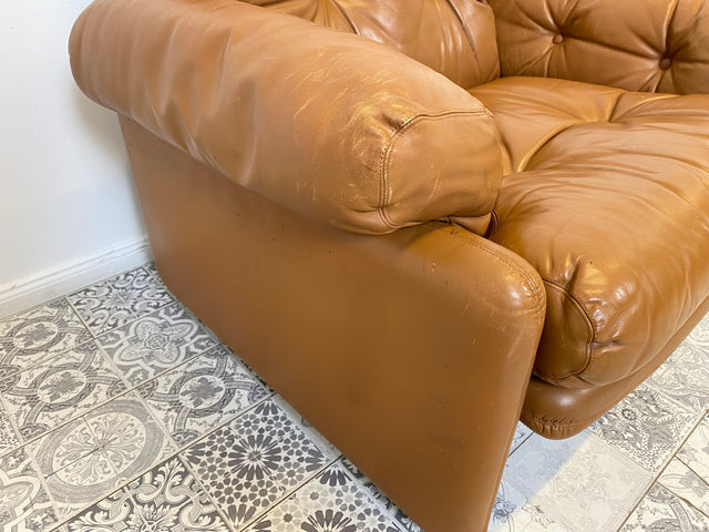 WMK 1/2 High-quality and well-preserved Italian designer armchair Coronado Tobia Scarpa by C&B Italia with genuine leather cover # Armchair Leather Armchair Seating Set Armchair Leather B&B Design Vintage