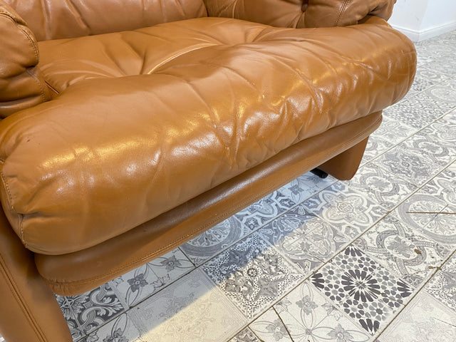 WMK 1/2 High-quality and well-preserved Italian designer armchair Coronado Tobia Scarpa by C&B Italia with genuine leather cover # Armchair Leather Armchair Seating Set Armchair Leather B&B Design Vintage