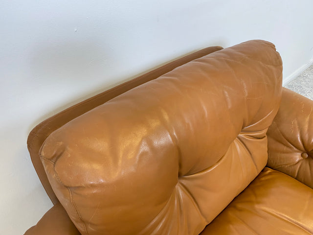 WMK 1/2 High-quality and well-preserved Italian designer armchair Coronado Tobia Scarpa by C&B Italia with genuine leather cover # Armchair Leather Armchair Seating Set Armchair Leather B&B Design Vintage