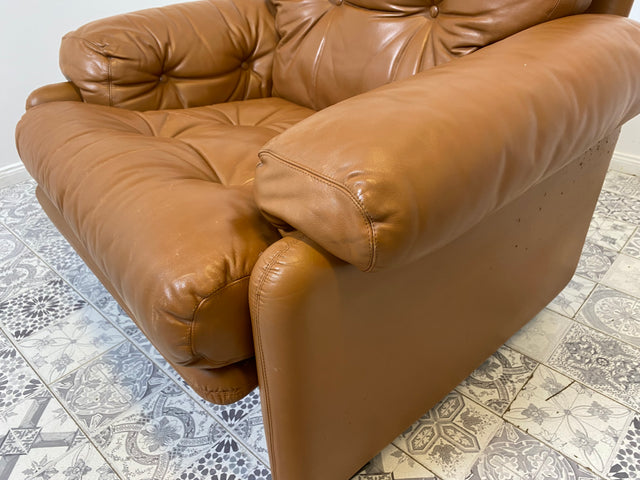WMK 1/2 High-quality and well-preserved Italian designer armchair Coronado Tobia Scarpa by C&B Italia with genuine leather cover # Armchair Leather Armchair Seating Set Armchair Leather B&B Design Vintage