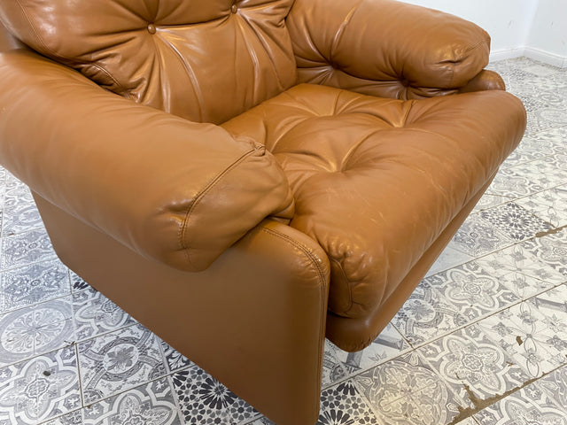 WMK 1/2 High-quality and well-preserved Italian designer armchair Coronado Tobia Scarpa by C&B Italia with genuine leather cover # Armchair Leather Armchair Seating Set Armchair Leather B&B Design Vintage