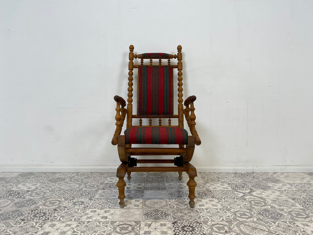WMK Wunderschöner und sehr gut erhaltener dänischer Schaukelstuhl aus gedrechseltem Vollholz Rahmen mit bodenschonender Federwippung # Stuhl Sessel Lesesessel Rocking Chair Vintage Skandinavisch