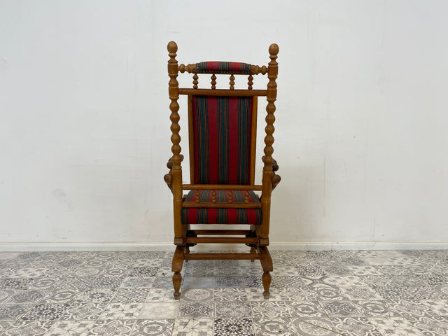 WMK Wunderschöner und sehr gut erhaltener dänischer Schaukelstuhl aus gedrechseltem Vollholz Rahmen mit bodenschonender Federwippung # Stuhl Sessel Lesesessel Rocking Chair Vintage Skandinavisch