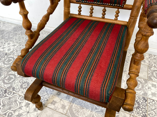 WMK Wunderschöner und sehr gut erhaltener dänischer Schaukelstuhl aus gedrechseltem Vollholz Rahmen mit bodenschonender Federwippung # Stuhl Sessel Lesesessel Rocking Chair Vintage Skandinavisch
