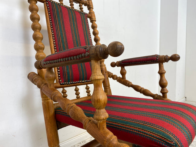 WMK Wunderschöner und sehr gut erhaltener dänischer Schaukelstuhl aus gedrechseltem Vollholz Rahmen mit bodenschonender Federwippung # Stuhl Sessel Lesesessel Rocking Chair Vintage Skandinavisch