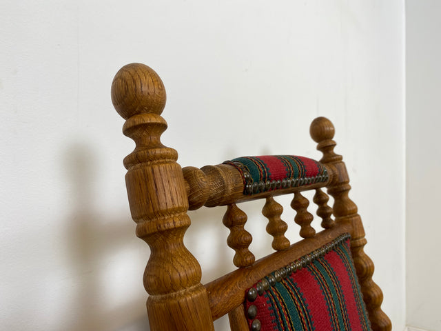 WMK Wunderschöner und sehr gut erhaltener dänischer Schaukelstuhl aus gedrechseltem Vollholz Rahmen mit bodenschonender Federwippung # Stuhl Sessel Lesesessel Rocking Chair Vintage Skandinavisch