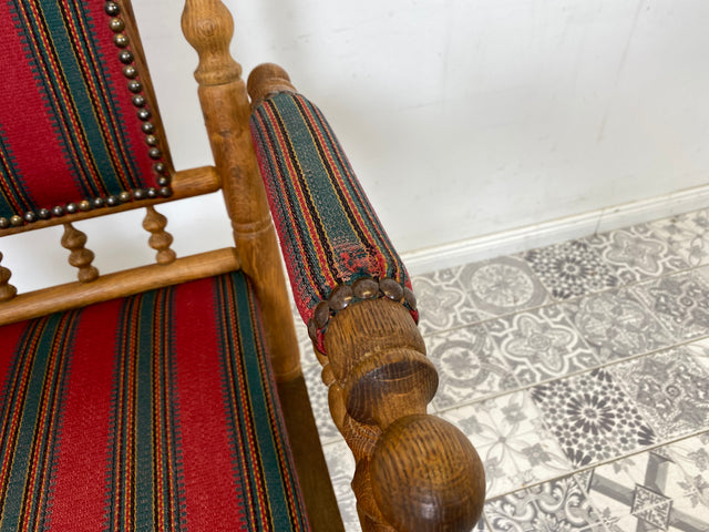 WMK Wunderschöner und sehr gut erhaltener dänischer Schaukelstuhl aus gedrechseltem Vollholz Rahmen mit bodenschonender Federwippung # Stuhl Sessel Lesesessel Rocking Chair Vintage Skandinavisch