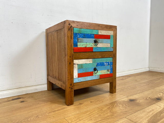 Boatwood by WMK I 1/5 Schöner & nachhaltiger Nachtisch mit Schubladen I handmade Unikat aus altem Bootsholz I Teakholz massiv I Nachtschrank Nachkommode Nachtschränkchen Kommode Berlin Rostock München