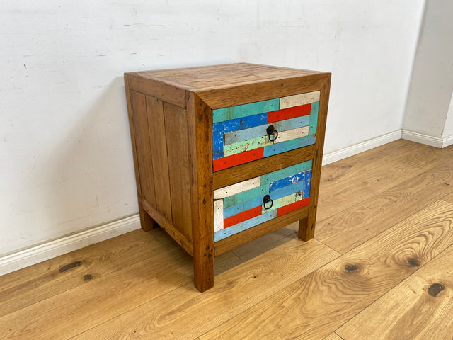 Boatwood by WMK I 1/5 Schöner & nachhaltiger Nachtisch mit Schubladen I handmade Unikat aus altem Bootsholz I Teakholz massiv I Nachtschrank Nachkommode Nachtschränkchen Kommode Berlin Rostock München