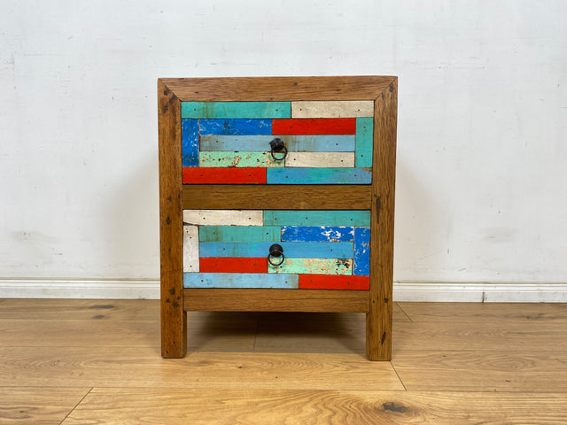 Boatwood by WMK I 1/5 Schöner & nachhaltiger Nachtisch mit Schubladen I handmade Unikat aus altem Bootsholz I Teakholz massiv I Nachtschrank Nachkommode Nachtschränkchen Kommode Berlin Rostock München