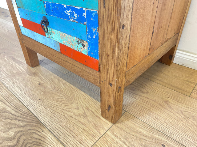 Boatwood by WMK I 1/5 Schöner & nachhaltiger Nachtisch mit Schubladen I handmade Unikat aus altem Bootsholz I Teakholz massiv I Nachtschrank Nachkommode Nachtschränkchen Kommode Berlin Rostock München