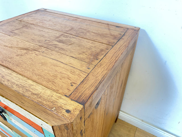 Boatwood by WMK I 1/5 Schöner & nachhaltiger Nachtisch mit Schubladen I handmade Unikat aus altem Bootsholz I Teakholz massiv I Nachtschrank Nachkommode Nachtschränkchen Kommode Berlin Rostock München