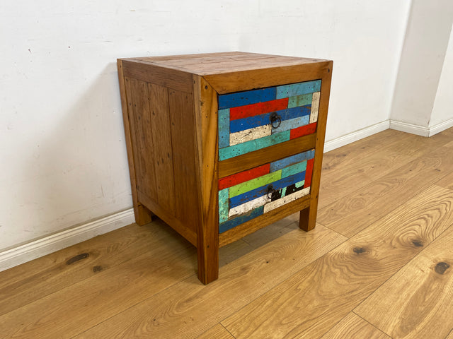 Boatwood by WMK I 1/5 Schöner & nachhaltiger Nachtisch mit Schubladen I handmade Unikat aus altem Bootsholz I Teakholz massiv I Nachtschrank Nachkommode Nachtschränkchen Kommode Berlin Rostock München