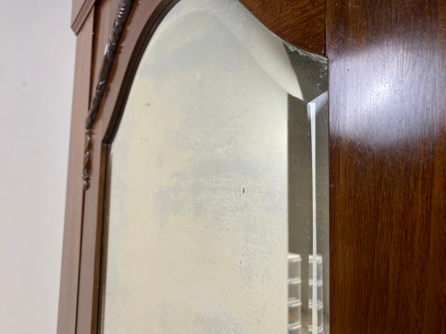 WMK Wunderschöner und gut erhaltener antiker Kleiderschrank aus vollem Holz mit Spiegel & feinen Holzschnitzereien # Schrank Dielenschrank Vertiko Wardrobe Garderobe Wäscheschrank Jugendstil Vintage