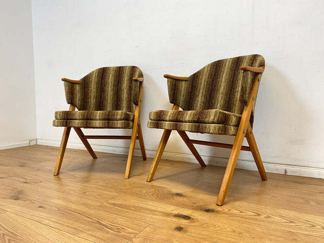 WMK 1/2 Formschöner und gemütlicher skandinavischer Mid-Century Loungesessel mit gut erhaltenem Originalbezug # Sessel Lesesessel Clubsessel Stuhl Armlehnenstuhl Vintage Retro 60er # Versand möglich