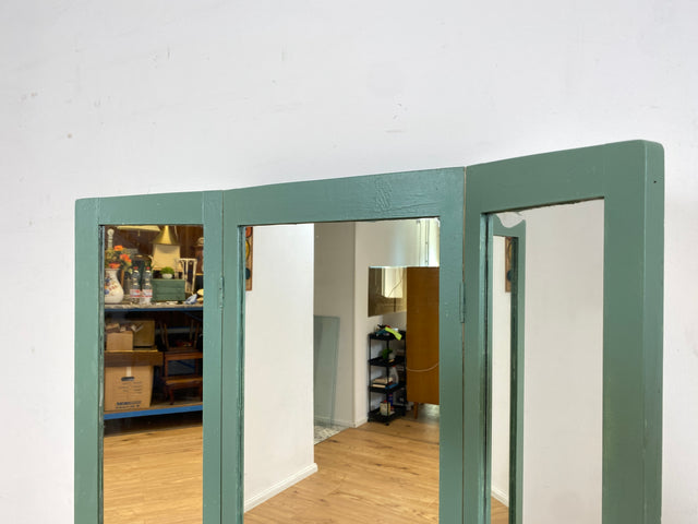 WMK Besonders schöne antike Spiegelkommode aus vollem Holz mit Marmorplatte und floraler Handbemalung # Schminkkommode Frisierkommode Marmorkommode Schubladenkommode Wäschekommode Jugendstil Vintage