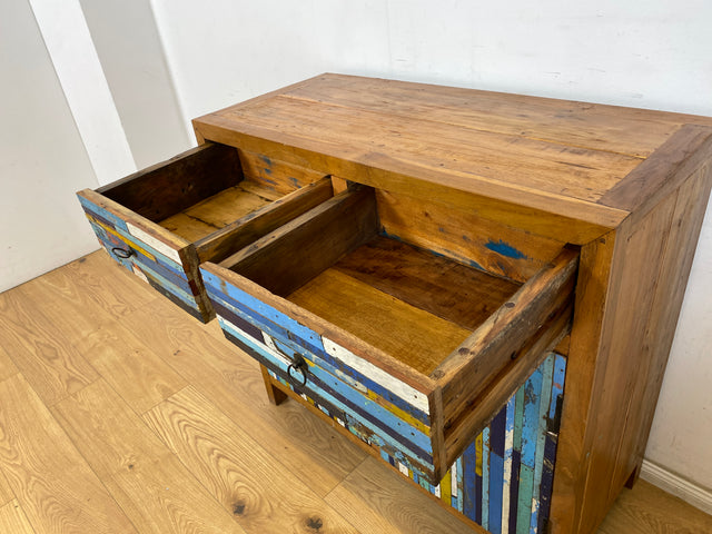 Boatwood by WMK # Einzigartige Kommode mit Schubladen, ein aus altem Bootsholz handgefertigtes Unikat aus massivem Teakholz # Schrank Sideboard Anrichte Wäschekommode Wickelkommode Bootsmöbel Teak