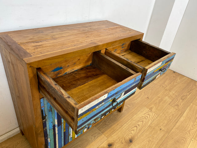 Boatwood by WMK # Einzigartige Kommode mit Schubladen, ein aus altem Bootsholz handgefertigtes Unikat aus massivem Teakholz # Schrank Sideboard Anrichte Wäschekommode Wickelkommode Bootsmöbel Teak