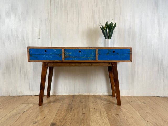 Boatwood by WMK # Besonders schöne Konsole aus altem Bootsholz, ein handgefertigtes Unikat aus massivem Teakholz # Sideboard Sideboard Schreibtisch Sekretär Schrank Flurkommode Teak Industrial