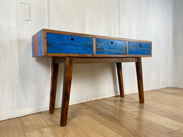 Boatwood by WMK # Besonders schöne Konsole aus altem Bootsholz, ein handgefertigtes Unikat aus massivem Teakholz # Sideboard Sideboard Schreibtisch Sekretär Schrank Flurkommode Teak Industrial