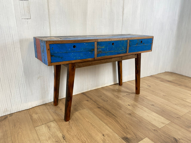 Boatwood by WMK # Besonders schöne Konsole aus altem Bootsholz, ein handgefertigtes Unikat aus massivem Teakholz # Sideboard Sideboard Schreibtisch Sekretär Schrank Flurkommode Teak Industrial