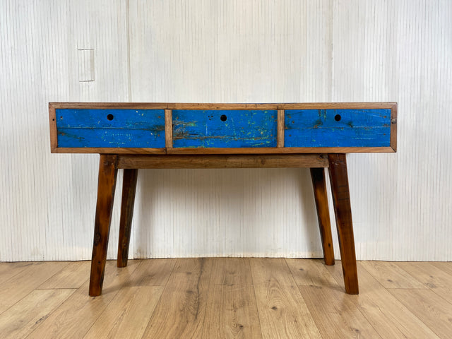 Boatwood by WMK # Besonders schöne Konsole aus altem Bootsholz, ein handgefertigtes Unikat aus massivem Teakholz # Sideboard Sideboard Schreibtisch Sekretär Schrank Flurkommode Teak Industrial