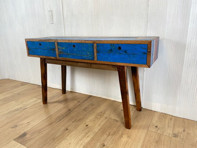 Boatwood by WMK # Besonders schöne Konsole aus altem Bootsholz, ein handgefertigtes Unikat aus massivem Teakholz # Sideboard Sideboard Schreibtisch Sekretär Schrank Flurkommode Teak Industrial